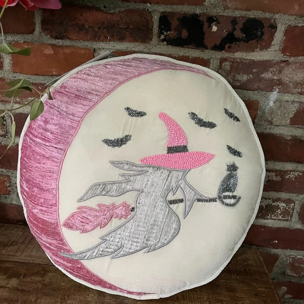 Rachel Zoe, witches pillow, so adorable beaded, and velvet new with tags